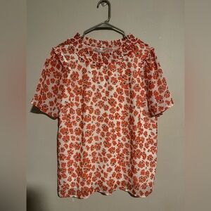 Floral Ruffle Neck Blouse